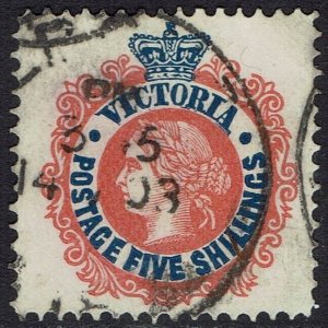 VICTORIA 1901 QV POSTAGE 5/- WMK V/CROWN PERF 12½ USED