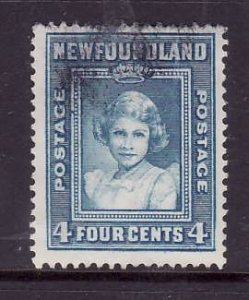 Newfoundland- Sc#247-used 4c Princess Elizabeth-id4-1938-