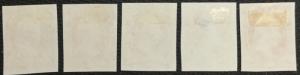 US #O10P3-O14P3 5 Stamps O13P3 has thin Previously hinged Proofs on India