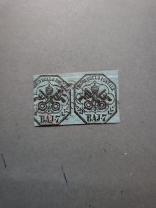 Stamps Roman States Scott #8 used,pair