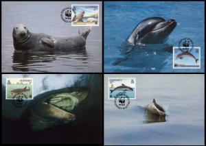 Guernsey WWF Guernsey Sea Life 4 official Maxicards