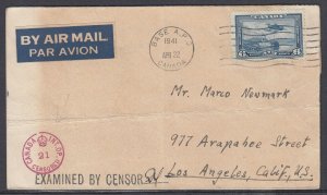 Canada - Apr 21, 1941 Camp N German Internment Cover to States