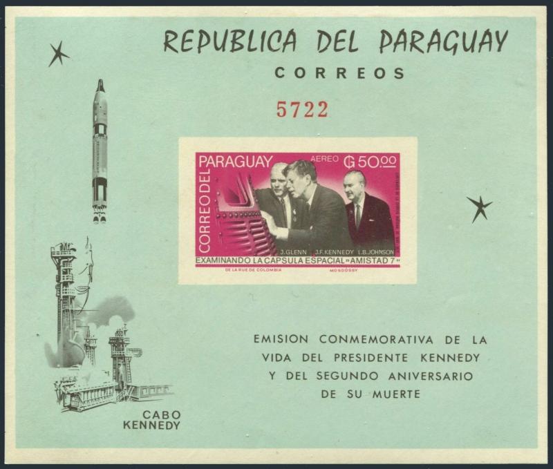 Paraguay 894a perf & imperf.MNH.Mi Bl.71-72. John Glen,Kennedy,Churchill,Space.