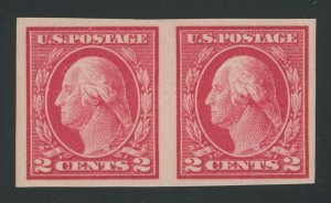 USA 482 - 2 cent Washington Imperf Unwmk pair - VF Mint never hinged