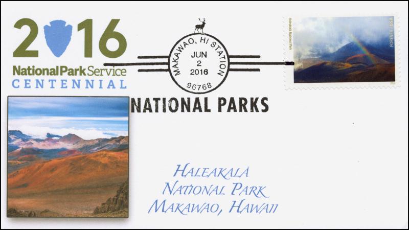 2016, National Parks, Centennial, Haleakala, BW Postmark, Makawao HI, 16-164