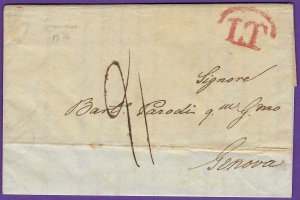 1836 Disinfected Letter, SMYRNA - GENOA, SANITATIS SEMLINENSIS Cachet & More!