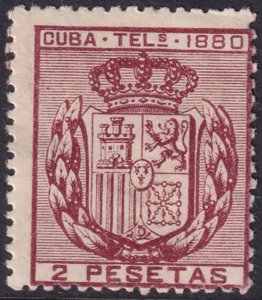 Cuba 1880 telégrafo Ed 50 telegraph MH* disturbed gum