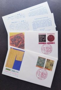 *FREE SHIP Japan Traditional Art & Craft 1985 Wood Craving Textile Cloth (FDC)