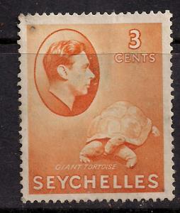 Seychelles  1938 - 49  KGV1 3cts \orange used stamp SG 136a ( C194 )