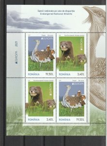 ROMANIA 2021 STAMPS EUROPE CEPT WILDLIFE FAUNA MINK MNH POST BLOCK 1 ANIMALS