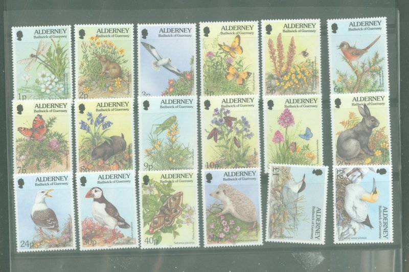 Guernsey/Alderney #70-87  Single (Complete Set) (Fauna)