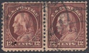SC#512 12¢ Franklin Pair (1917) Used