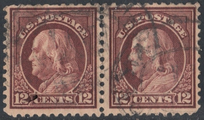 SC#512 12¢ Franklin Pair (1917) Used
