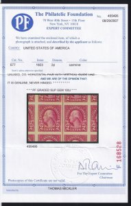 US #577 Mint OGnh, Pair,  Cert & Graded GEM (100) Jumbo