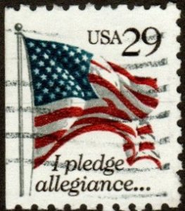 United States 2593 - Used - 29c Flag / Pledge (Black numerals) (1992)