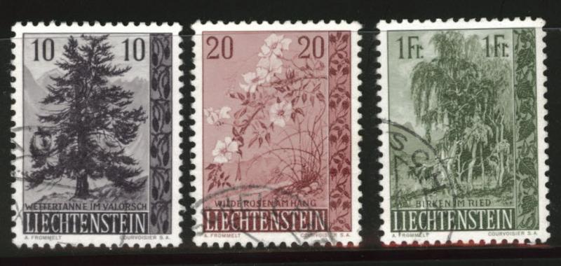 LIECHTENSTEIN Scott 312-314 used 1957 tree set CV$11.20