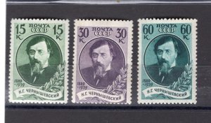 RUSSIA YR 1939,SC 760-62,MI 721-31, MNH,SCIENTIST N.CHERNYSHEVSKI,DARK SHADE VAR