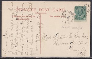 Canada - Dec 7, 1908 Lower Argyle, NS Split Ring on Domestic Card