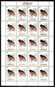 Aitutaki-Sc#324-unused NH sheet of twenty 5c Pacific Robin-B