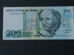 ​BRAZIL-1989-CENTRAL BANK-$200 CURZEIROS NOVOS-LT.CIR-VF-HARD TO FIND