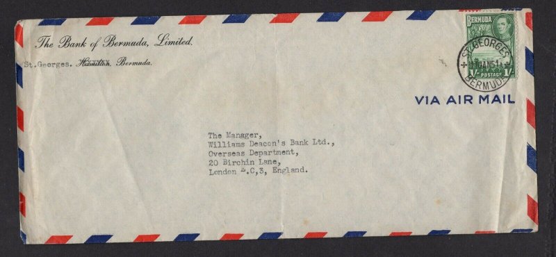Bermuda #122 on 1951 airmail cover to UK