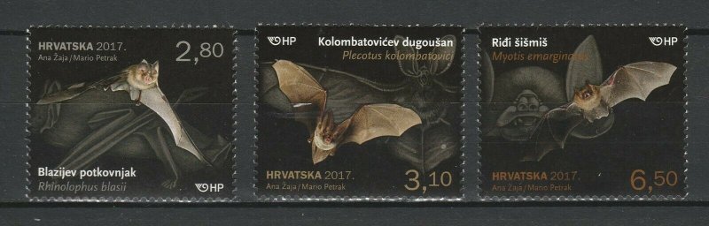 Croatia 2017 Fauna Animals Bats - 3 MNH stamps