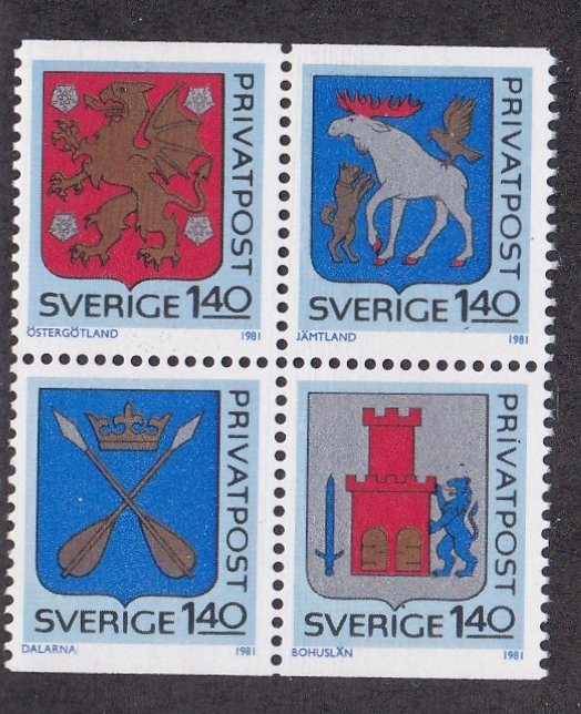 Sweden # 1356-1359, Arms of Oster, NH, 1/2 Cat.