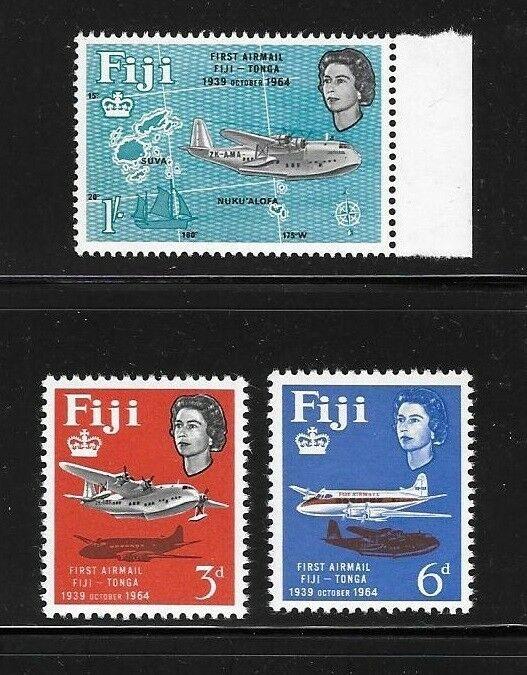 Fiji 1964 Fiji-Tonga airmail service Airplane Sc 208-210 MNH A1113