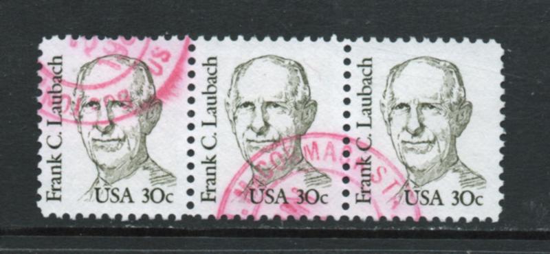 Scott # 1864 used Strip of 3 Perf 10.9 small block tag