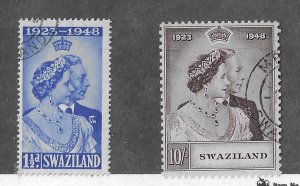 Swaziland Sc #48-49 Silver Wedding set of 2 used VF