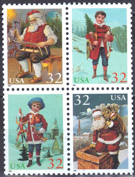 #3004-07, Blk-4 (1).Christmas-Contemporary, MNH. 32 cent