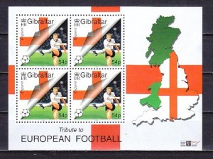 Gibraltar, Scott cat. 836a. European Soccer/Football on a sheet of 4.