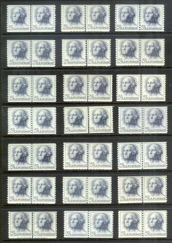 UNITED STATES (51) Sc#1229 Coil Line Pairs many plate nos. ALL Mint Never Hinged