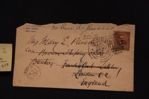 US 223 on cover NYC to Paris FR (forwarded) (#2118)