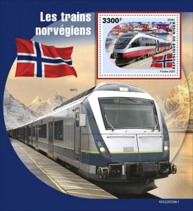 Niger - 2022 Norwegian Trains on Stamps - Stamp Souvenir Sheet - NIG220334b1