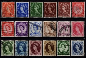 Great Britain 1955-58 Elizabeth II Def., Wmk St Edwards Crown, Part Set [Used]