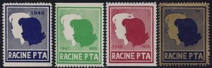 1946-1948/1950 4 Diff Racine WI. PTA Cinderella Poster Stamps W/Error MLH/NH