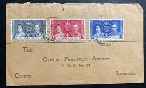 1937 Larnaca Cyprus First Day Cover King George VI Coronation KGVI