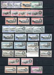 Ascension 1938-53 values to 10s + shade and perf variations SG 38-47b MHN/MLH/MH