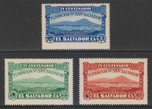 EL SALVADOR 1925 VIEW OF SAN SALVADOR Sc 507-509 FULL SET PERF PROOFS SPECIMEN 