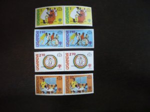 Stamps - Uganda - Scott# 266-269 - Mint Never Hinged Set of 4 Stamps in Pairs