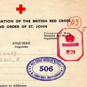GB Channel Islands WW2 RED CROSS Message Superb TOWN HALL Bournemouth 1941 MAX71 