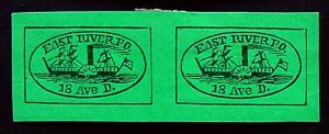 USA, Scott 62L4, East River Post Office, Pair of Forgery C