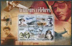 Burundi 2011 CTO Aviation Stamps William Boeing Louis Bleriot Lindbergh 4v M/S