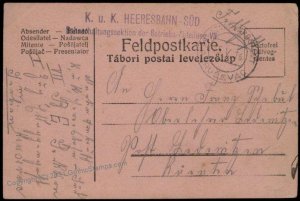 Austria WWI Railway Train Heeresbahn Sued Sertbia Krusevac Feldpost G67327