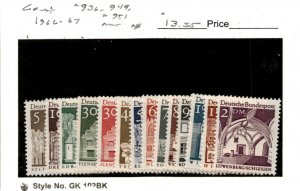 Germany, Postage Stamp, #936-949, 951 Mint NH, 1966 Architecture (AD)