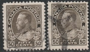 Canada 1925 Sc 120,120a used wet & dry printings