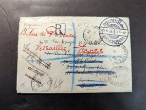 1928 Registered Thailand Cover Bangkok to London SW England Readdressed France