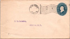 1898 - 1c Embossed Stamp -  Flag Cancel  - New York, Ny - J1696