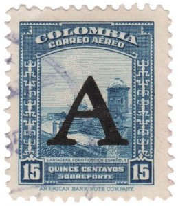 COLOMBIA STAMP 1950 SCOTT # C188. USED. # 14